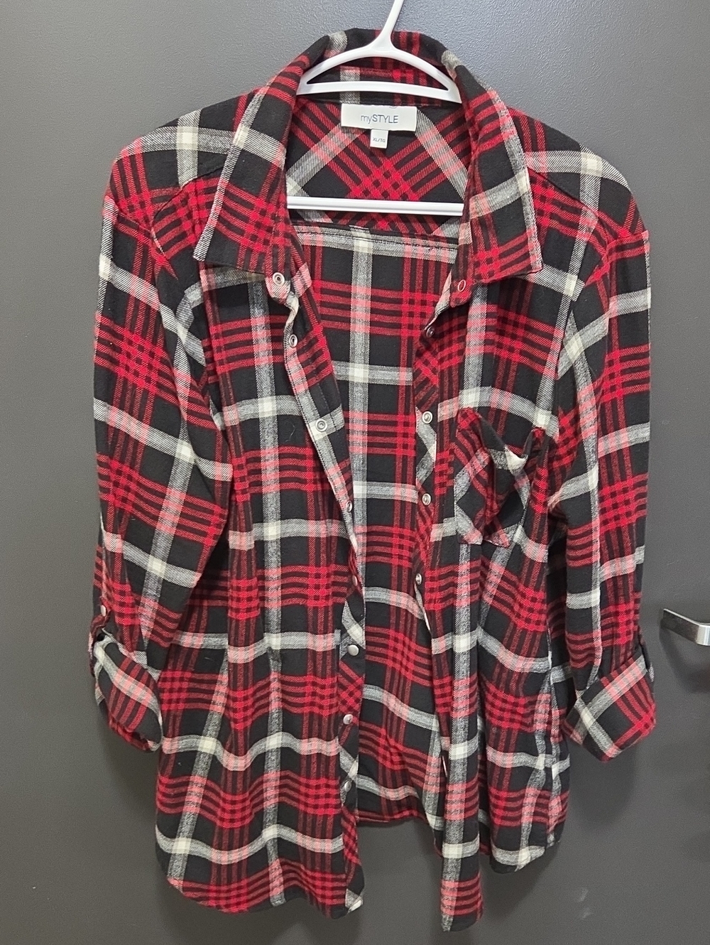 mySTYLE Red and Black Plaid Button-Down Shirt